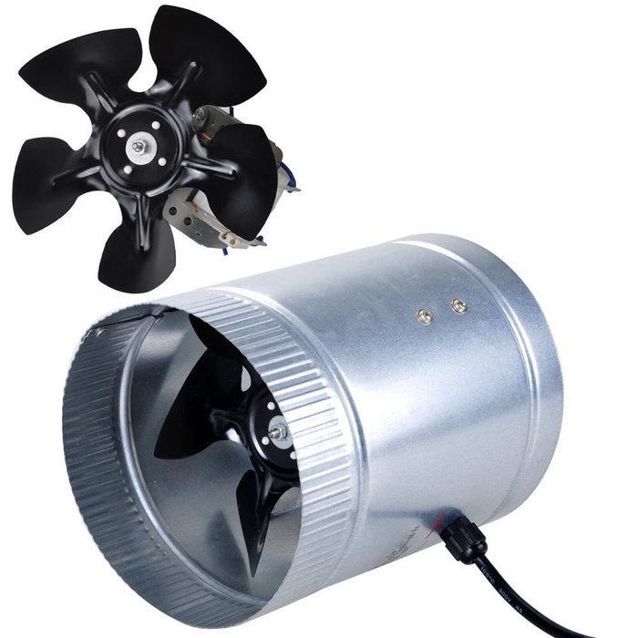 6" Inline Duct Fan 260CFM Booster Exhaust Blower Aluminum Blade Air Cooling Vent