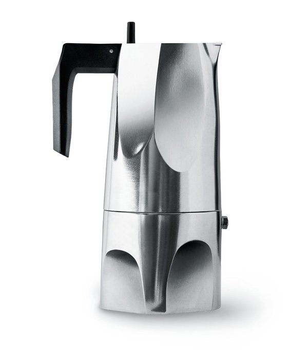 Alessi MT18/6 "Ossidiana" Stove Top Espresso 6 Cup Coffee Maker in Aluminium Casting Handle And Knob in Thermoplastic...
