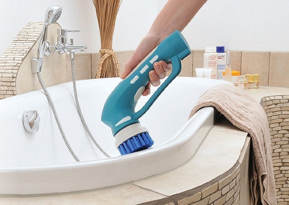 Power Scrubber with 2 Rechargeable Batteries 4 Brushes 1 Scouring Pad Ideal Bathroom Power Scrubber N3