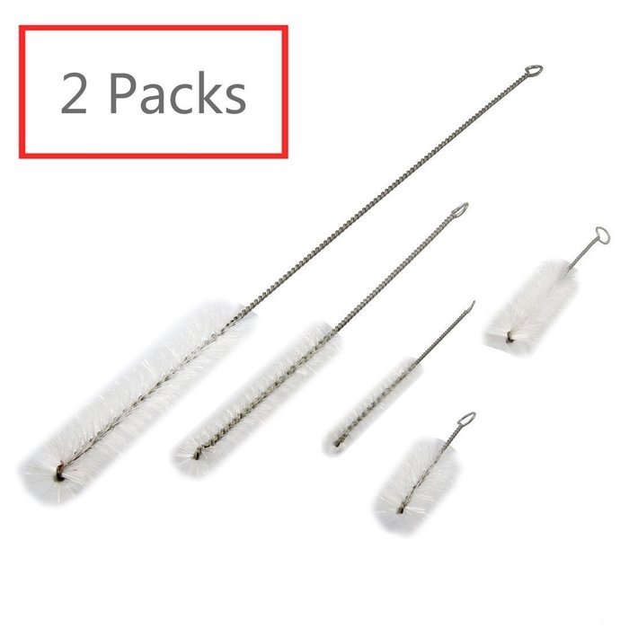 GivemeFive 5 Pcs White Bristle Aquarium Tank Water Pump Cleaning Brush Pack of 2