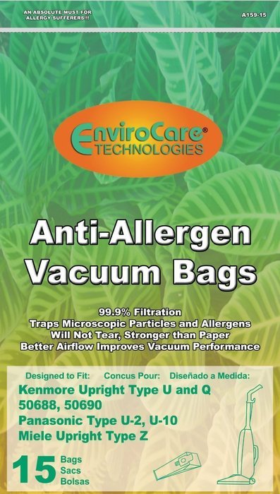 15 Kenmore Upright Allergen Filtration Cloth Vacuum Cleaner Bags for 50688 and 50690 - 15 Total Bags N2