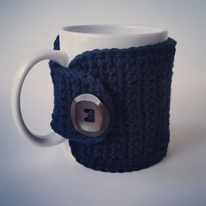Cotton Coffee Cup Cozy in Navy Blue