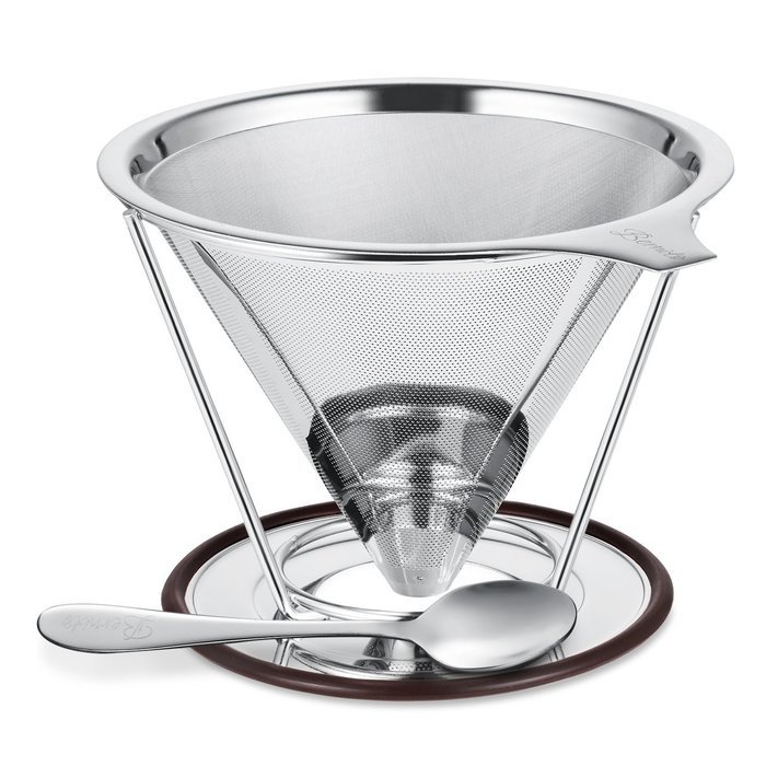 Bernito Stainless Steel Pour Over Coffee Dripper - Paperless Reusable Pour Over Coffee Filter and Double Mesh...