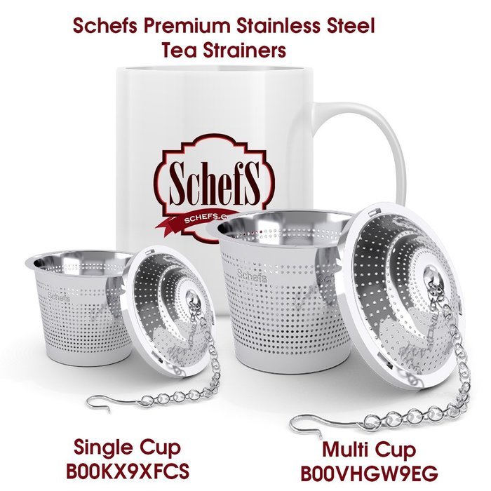 Schefs Multi Cup Premium Tea Infuser - Stainless Steel - Perfect Strainer for Loose Leaf Tea in the Kettle or...