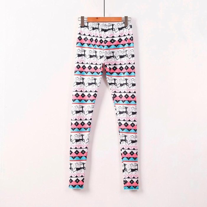 PHOTNO Casual Women Lady Skinny Geometric Print Stretchy Jegging Pants Slim Leggings N26