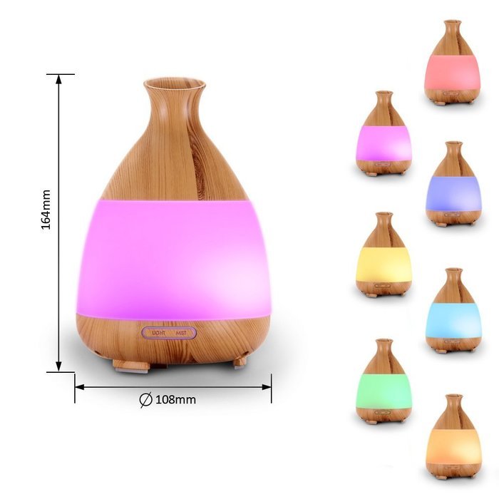 Sentexin 120ml Essential Oil Diffuser Wood Grain Mist Humidifier Aroma Diffuser with Colorful Led Light for Home... N5