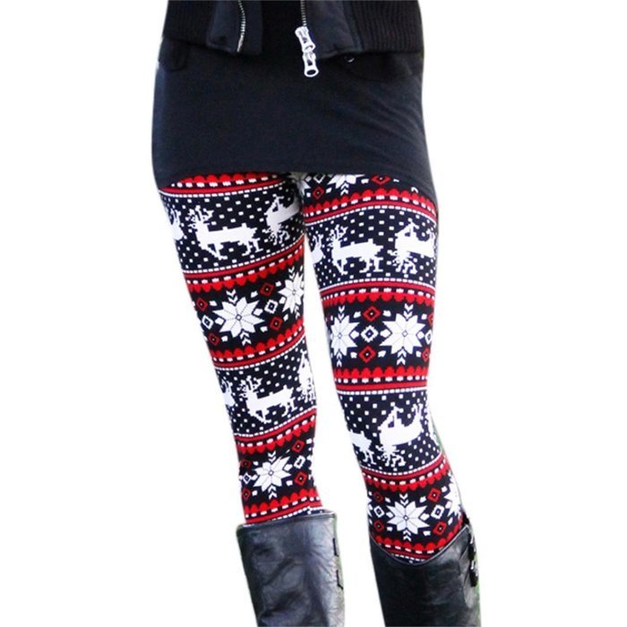 PHOTNO Casual Women Lady Skinny Geometric Print Stretchy Jegging Pants Slim Leggings N27