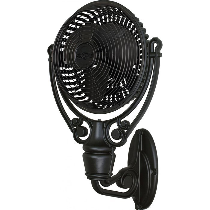 Old Havana Floor Fan with Carved Post and Black Finish