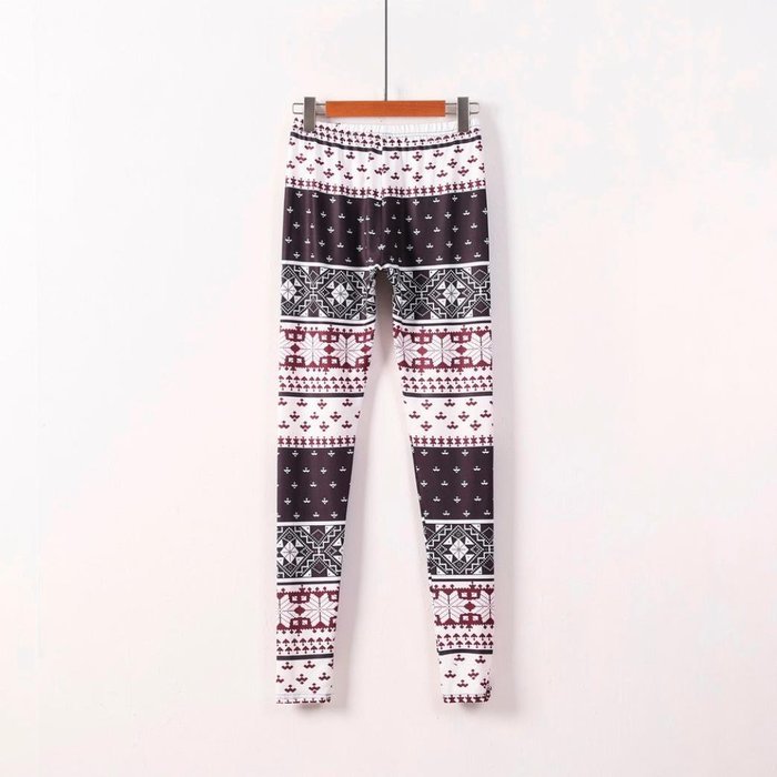 PHOTNO Casual Women Lady Skinny Geometric Print Stretchy Jegging Pants Slim Leggings N30