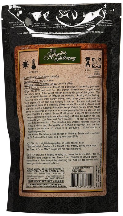 Metropolitan Tea Discovery Loose Tea Pack, Kenya Green Kosabei Dryer Natural, 100gm
