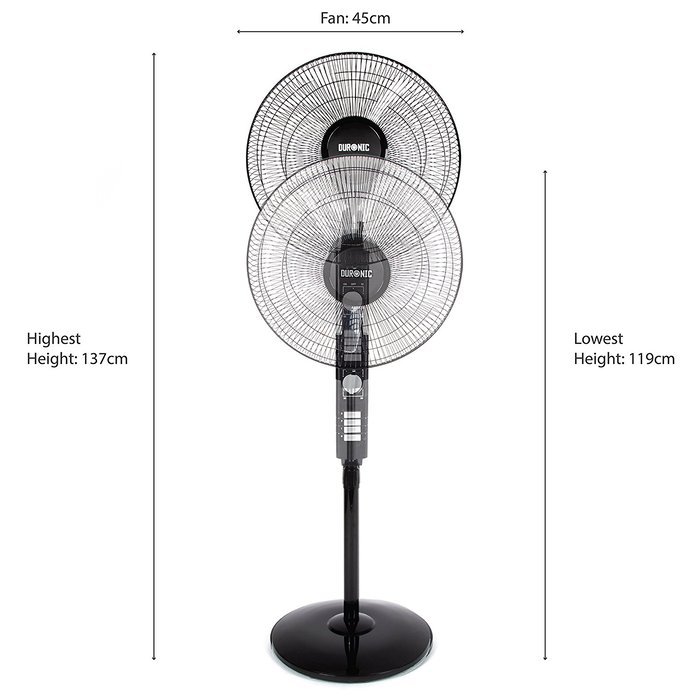 Duronic FN40 White 16 inch Oscillating Pedestal (Stand) Fan with weighted round base N7