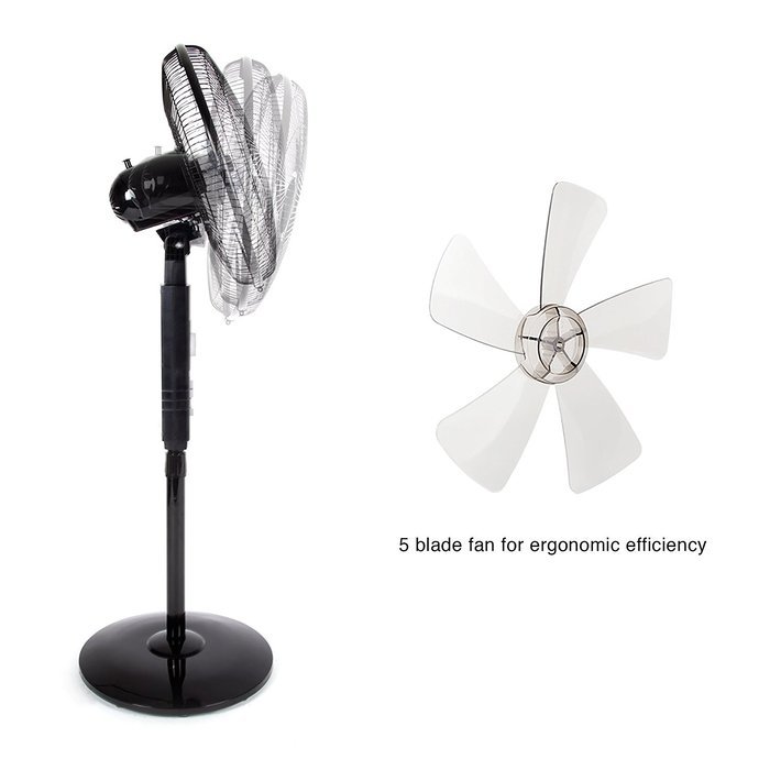 Duronic FN40 White 16 inch Oscillating Pedestal (Stand) Fan with weighted round base N8