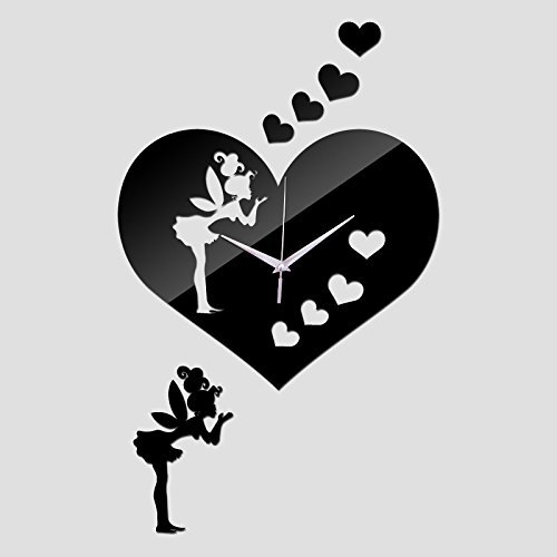 EverTrust(TM) sale wall clocks new 3d diy home decor mirror fairy hearts art stickers safe watch Acrylic Living... N3