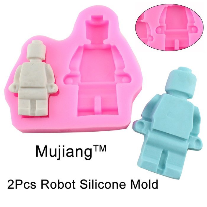 Mujiang Robot Silicone Candy Sugar Gumpaste Clay Fondant Molds Small + Large N2