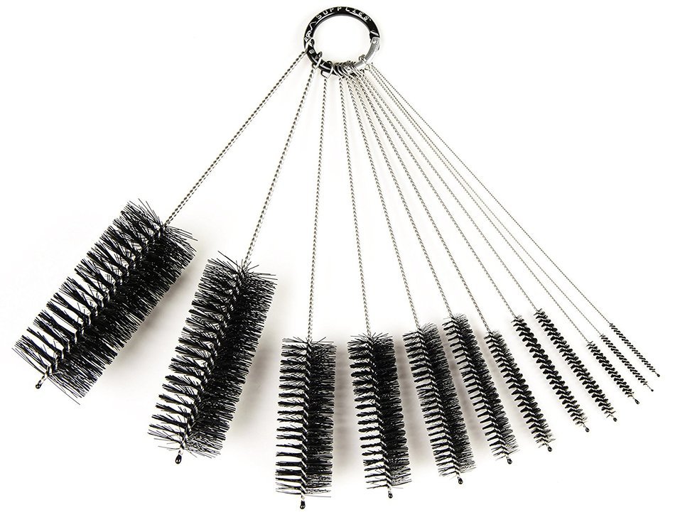 LabRat Supplies (LRS-1280) - 8 Inch Nylon Tube Brush Set, 12 Piece Variety Pack
