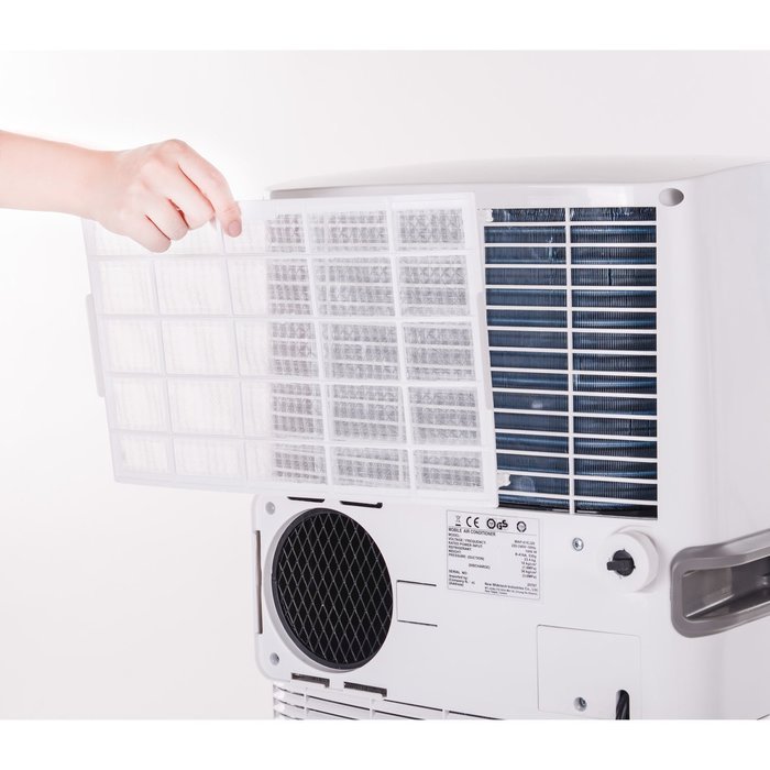 Honeywell MP10CESWW 10000 BTU Portable Air Conditioner with Front Grille and Remote Control, White/Grey N6