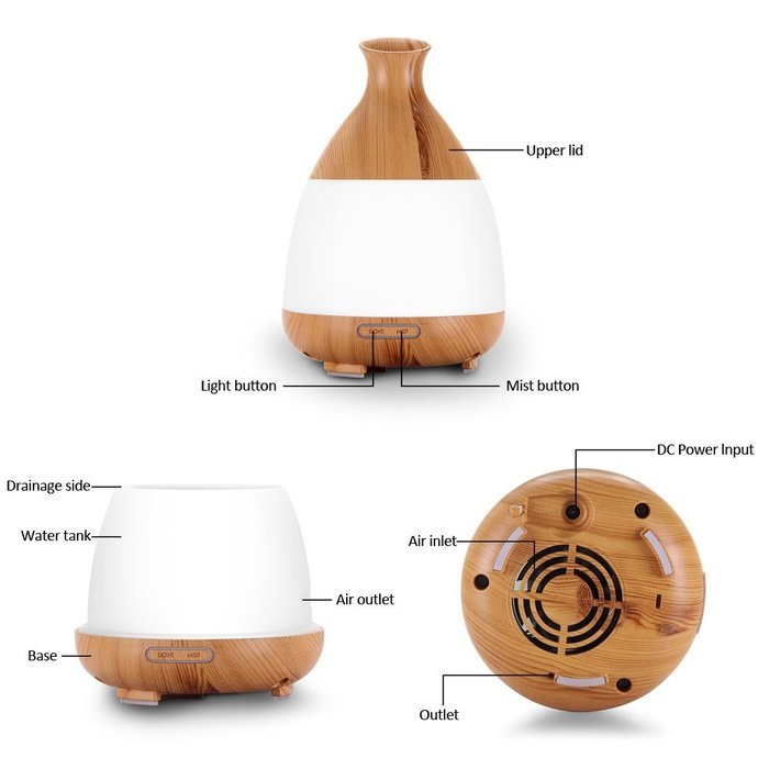Sentexin 120ml Essential Oil Diffuser Wood Grain Mist Humidifier Aroma Diffuser with Colorful Led Light for Home... N8