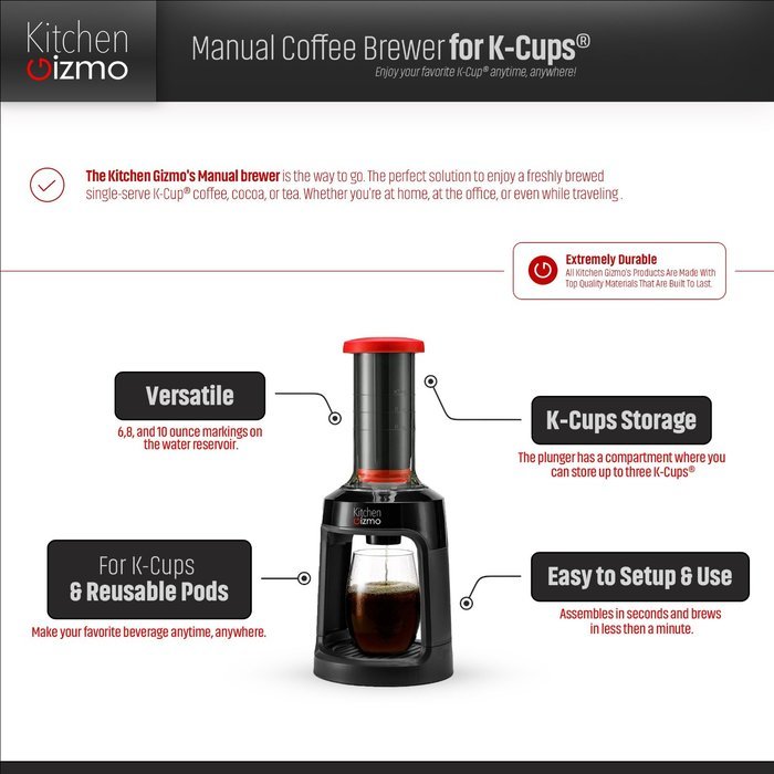 Manual Coffee Brewer for K-Cups&reg;. Brew Coffee Anywhere, Where You Have Hot Water! N3