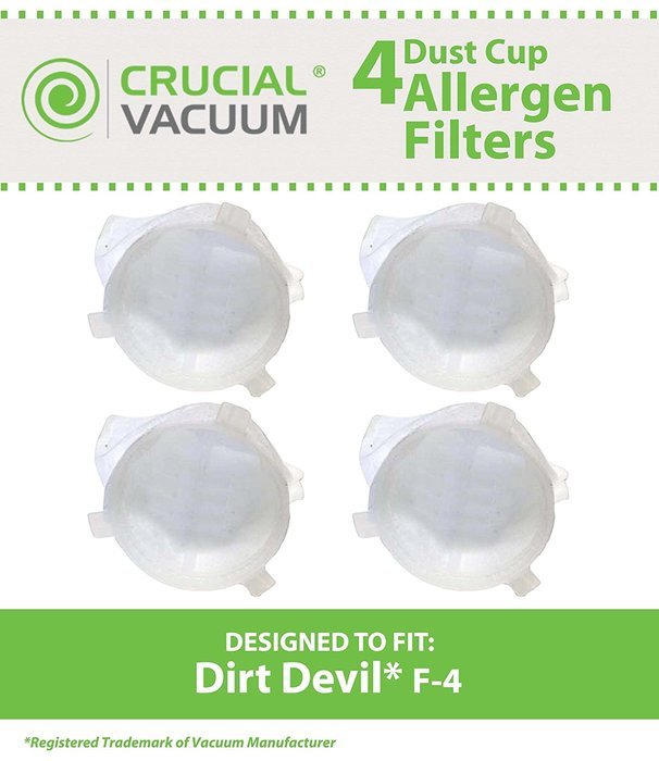 4 Dirt Devil F4 Replacement Vacuum Filters Fit Dirt Devil F4 Filter For Extreme Power, AccuCharge, Jaguar Cordless...