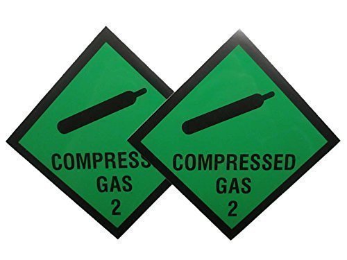 2 x Green Compressed Gas Sticker Sign for Car / Vehicle FREE DELIVERY by PolAmb Products