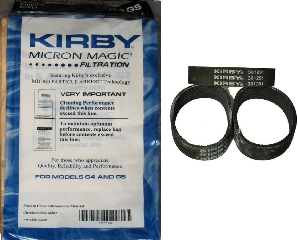 Kirby NEW 9 Micron Vacuum Cleaner Bags G4 & G5 with belts