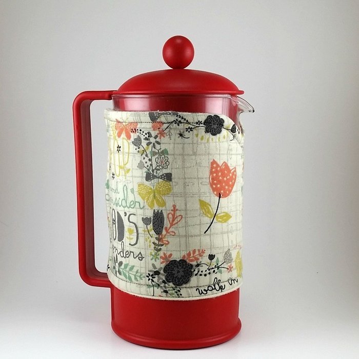 French Press Cozy, 8 cup, Cafetiere Cosy, Insulated Coffee Cover, Christian Message