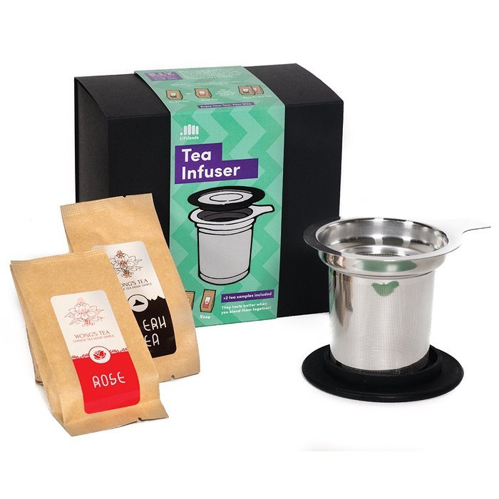 4Friends&reg; Stainless Steel Tea Infuser with Silicone Lid Bundle - Includes 2 Packs of Wong's Tea's Blend It Yourself...