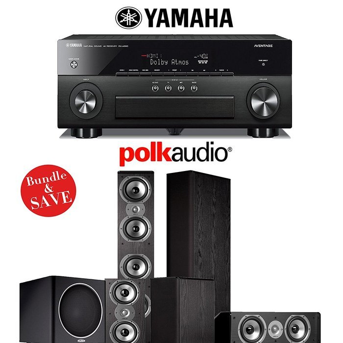 Yamaha AVENTAGE RX-A860BL 7.2 Channel Network AV Receiver + Polk Audio TSi 500 + Polk Audio TSi 200 + Polk Audio...