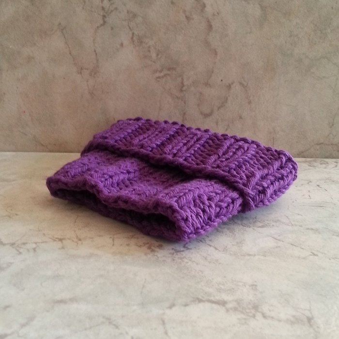 Coffee Cup Cozy Sleeve Hand Knit Cotton Purple Amethyst Mug Cozy fits a "Short" or "Grande" Coffee