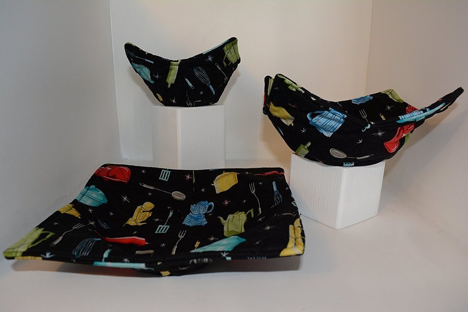 Microwave Bowl Cozies // Set of 3 // 1 Small Bowl Cozy // 1 Medium Bowl Cozy // 1 Dinner Plate Cozy // Kitchen... N5