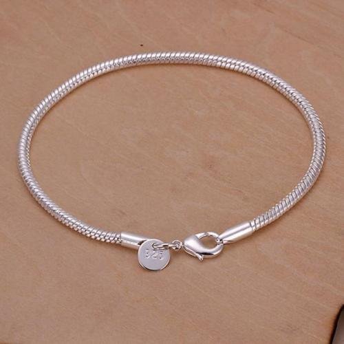 3MM 925 Sterling Silver Snake Chains Bracelet fit European Beads N5