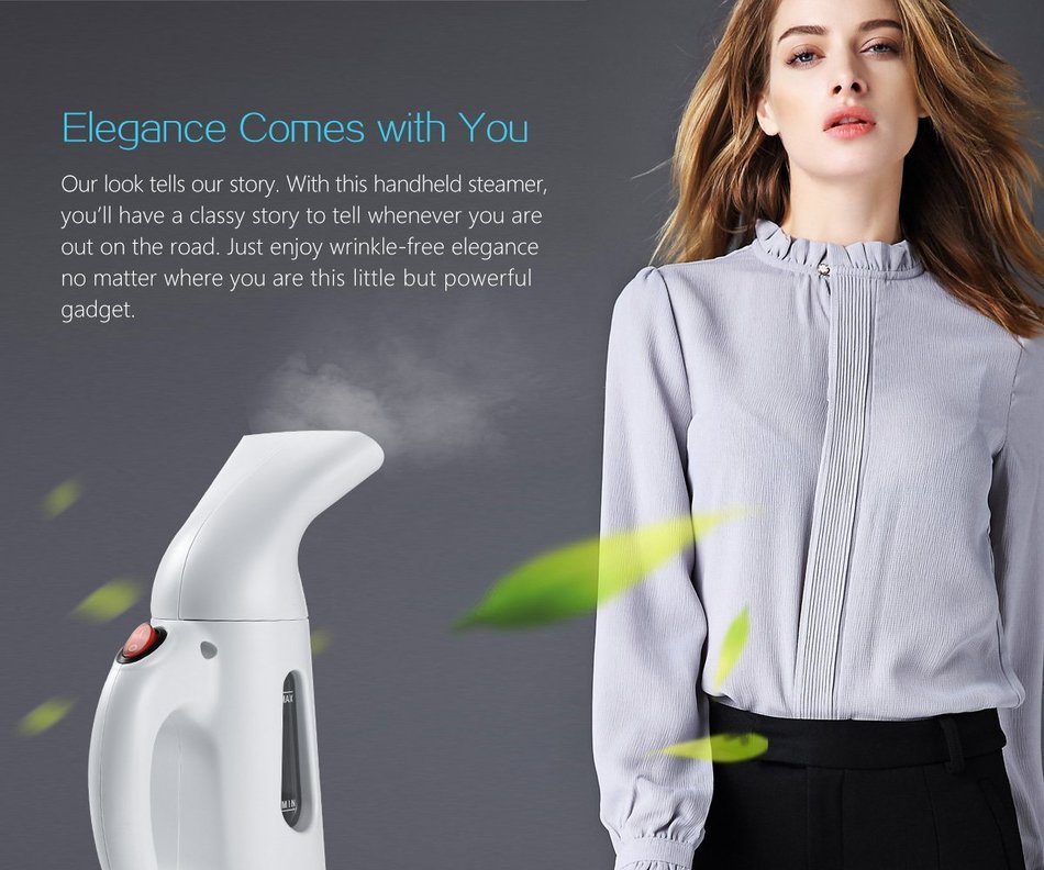 Easehold Travel Garment Steamer Handheld Portable Mini Fabric Steamer 60-second Heat-Up 8 Minutes of Steam 140ml... N6