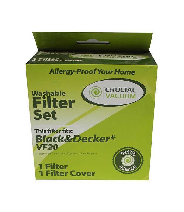 2 Black & Decker VF20 WASHABLE, REUSABLE VF20 DustBuster Filter Plus Cover; Compare With Black & Decker Vacuum... N2