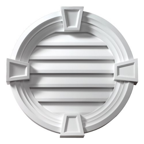 Fypon FRLV40MTK Functional 40W x 40H Round Louver, with Decorative Trim and Keystones by Fypon