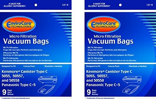 Envirocare Kenmore Mircrofiltration Canister Vacuum Bags - 50558, 5055, 50557 18 pack