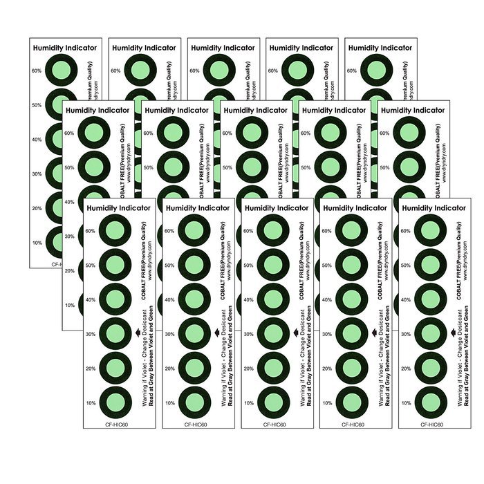 [15 Packs] Dry & Dry Premium Cobalt Free Humidity Indicator Cards(6 Spots) N5