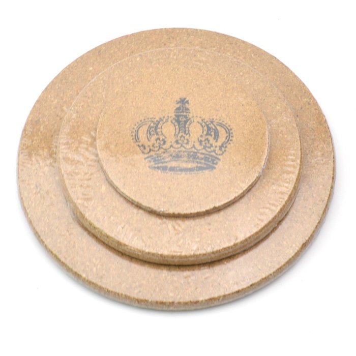 GXHUANG Quality Pot Pan Holloware boiler Cork Trivets, Set of 3, Round,7 1/2, 5 3/4, 3 9/10 inch, Crown Design N2