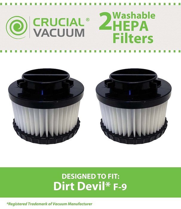 2 Dirt Devil F9 WASHABLE, REUSABLE Vacuum HEPA Filter; Compare With Dirt Devil Part #3DJ0360000, 2DJ0360000; Designed...