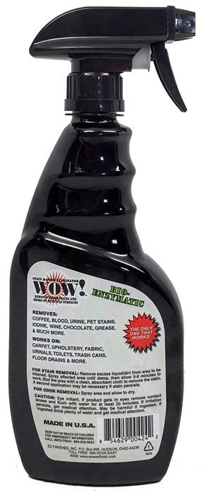WOW! Stain & Odor Eliminator, Removes Urine, Blood, Grease, Wine, & Coffee, 16 oz Spray Bottle