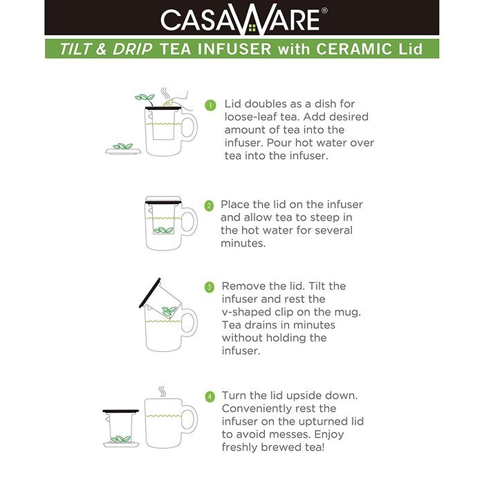 casaWare Tilt and Drip Tea Infuser with Ceramic Lid N2