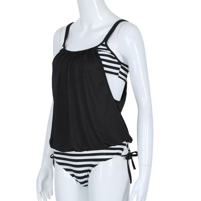 HOT Sale!MOKINGTOP,Canserin Women Striped Splicing Spaghetti Strap Swimwear N12