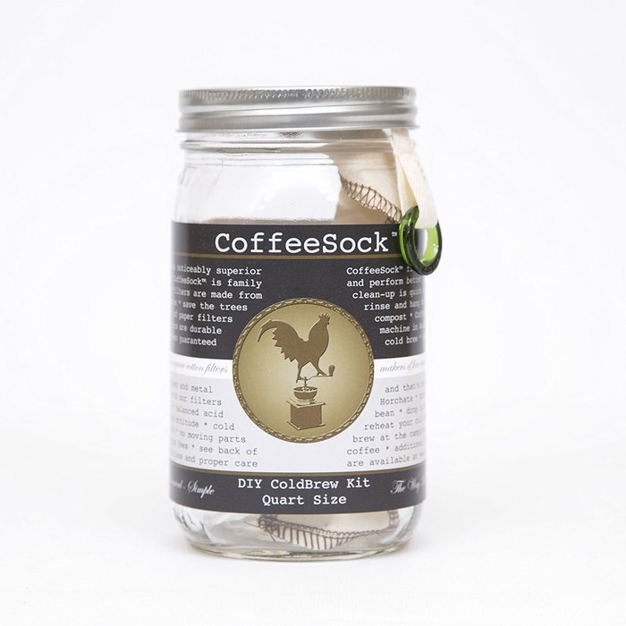 CoffeeSock ColdBrew Kit- Reusable Organic Cotton Filter and Jar (KIT32)