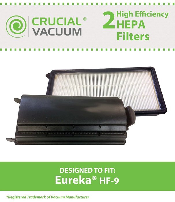 2 Eureka HF9 HEPA Filters, Part # 0951A, 60951B, 60285, Designed & Engineered by Crucial Vacuum