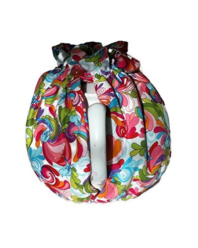 Teapot Cozy, tea warmer with Blue birds and Orange, Red, Blue paisley on white for a 5-8 cup teapot #320