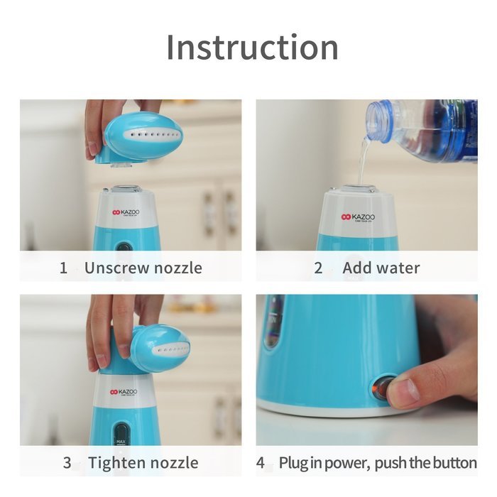 Kazoo Compact Handheld Fabric Steamer, portable mini for travel, Pink N17