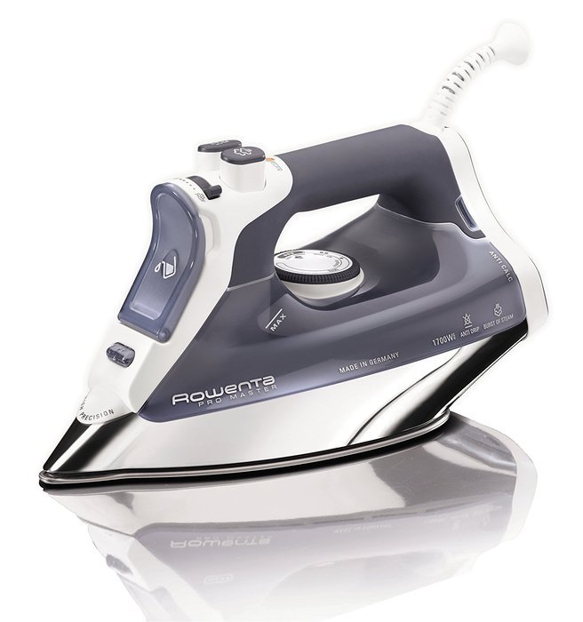 Rowenta DW8080 Pro Master 1700-Watt Micro Steam Iron Stainless Steel Soleplate with Auto-Off, 400-Hole, Blue N4