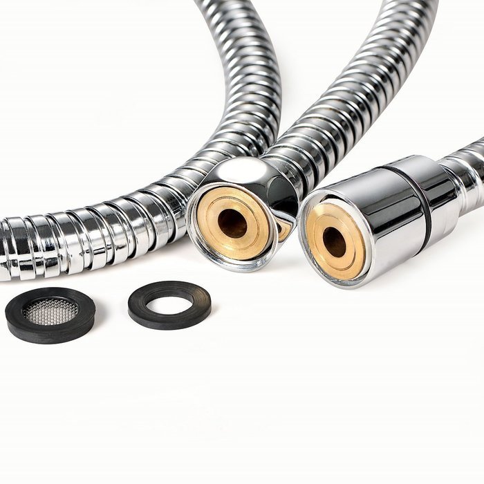 Purelux&reg; 100 Inch Extra Long Double Lock Stainless Steel Replacement Shower Hose with Brass Fittings, Chrome Finish... N7