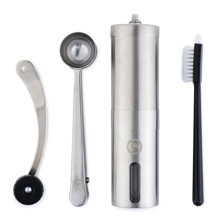 QHP Best Manual Coffee Grinder Stainless Steel Body Stylish Design User-friendly and Rugged Includes Black Brush...