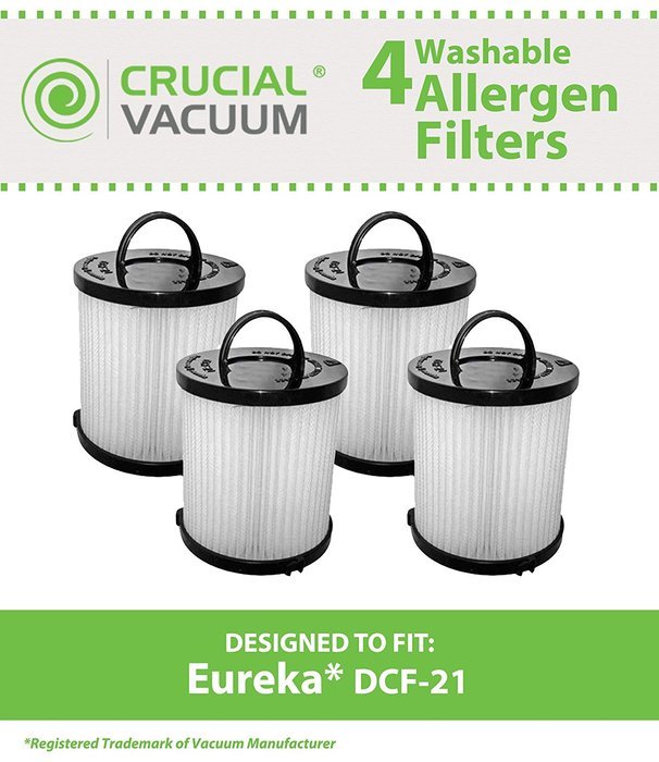 4 Eureka DCF-21 Filters, Long-Life WASHABLE, REUSABLE and Allergen Filtration, Compare With Eureka DCF21 Part...