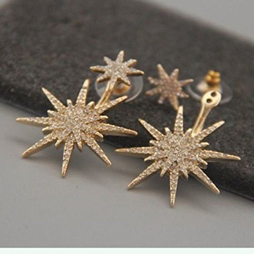 Rhinestone Crystal Lady Women 1 Pc Dangle Gold Earrings Star Ear Stud Earring N6